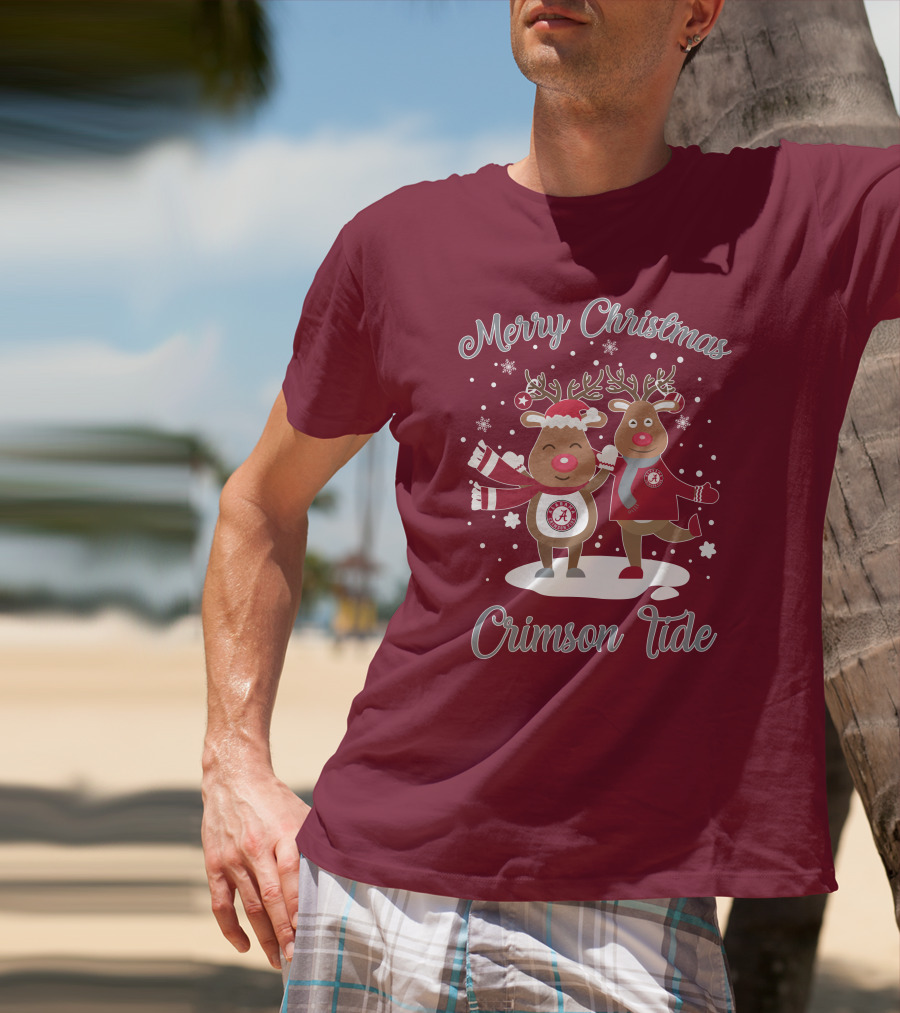 Crimson Tide Merry Christmas Reindeer T-Shirt