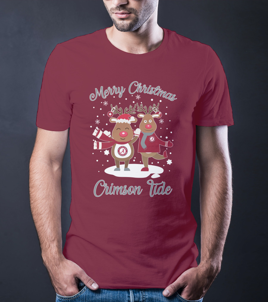 Crimson Tide Merry Christmas Reindeer T-Shirt