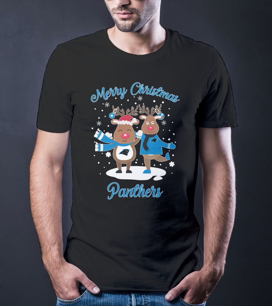 Merry Christmas Carolina Panthers Reindeer T-Shirt