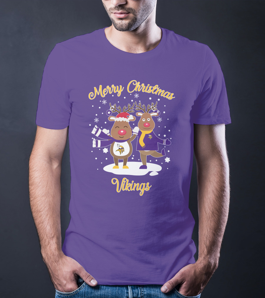 Merry Christmas Minnesota Vikings Reindeer Duo T-Shirt