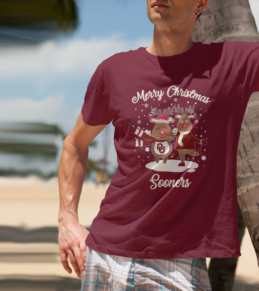 Merry Christmas Sooners Oklahoma Reindeer T-Shirt