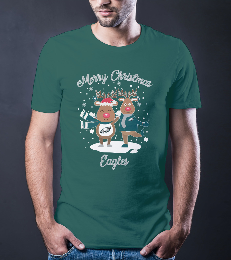 Merry Christmas Eagles Reindeer With Philadelphia Eagles T-Shirt