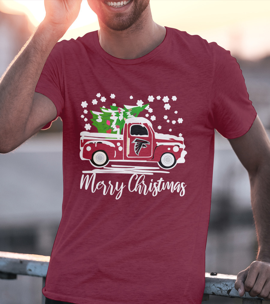 Atlanta Falcons Vintage Truck Merry Christmas T-Shirt