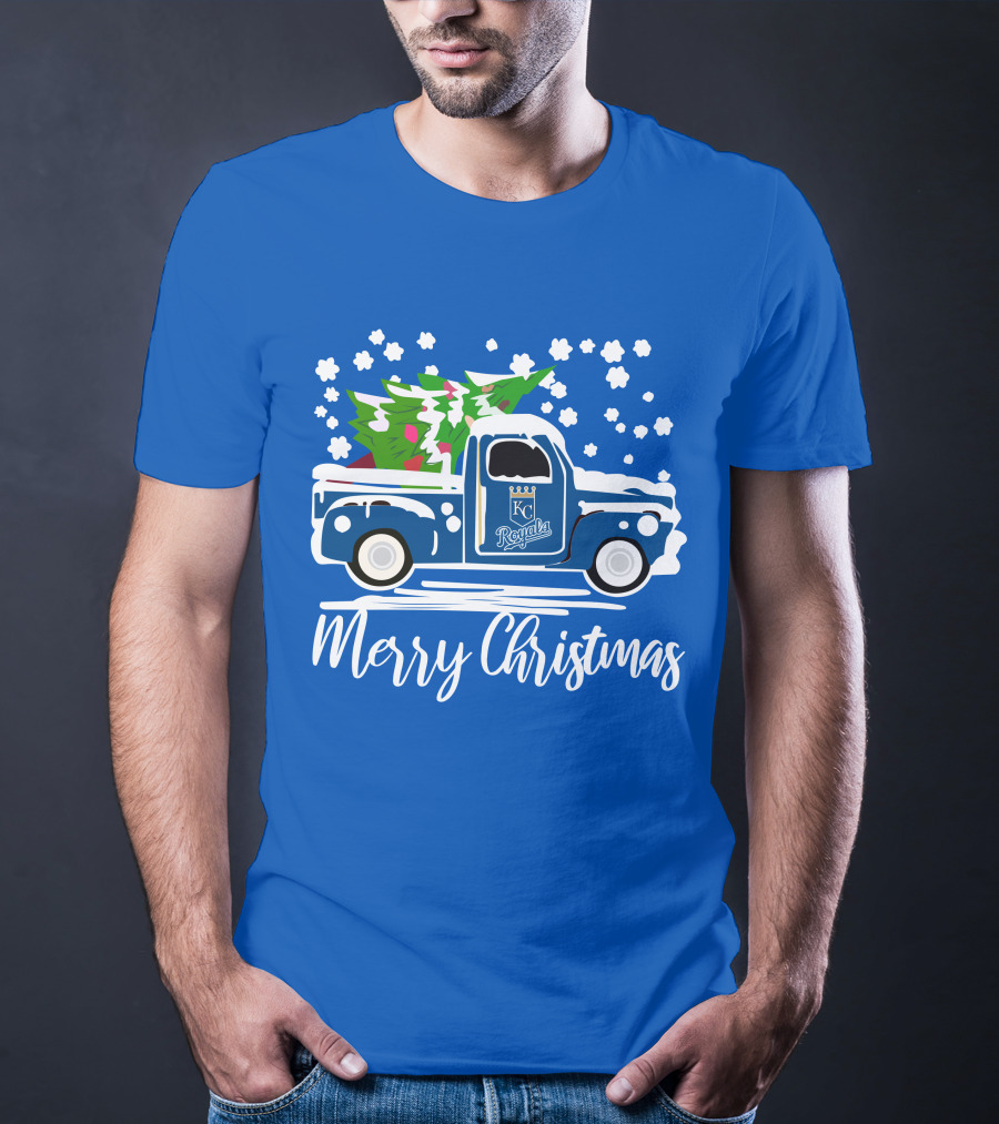 Kansas City Royals Vintage Car Merry Christmas Tree Winter Holiday T-Shirt