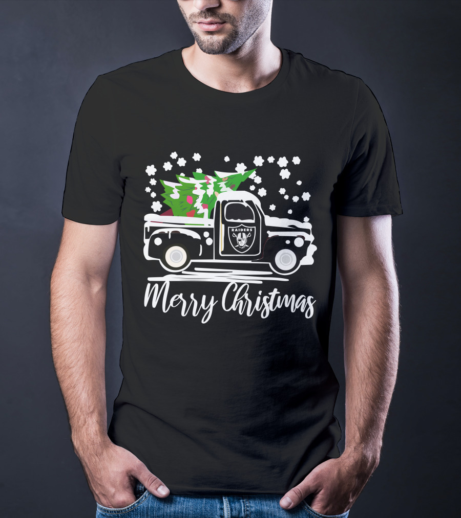Las Vegas Raiders Vintage Car Merry Christmas Raiders T-Shirt