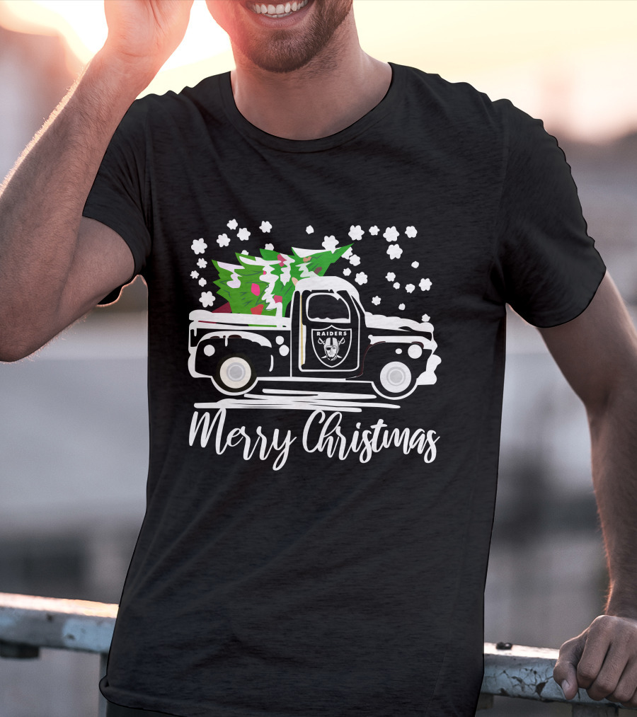 Las Vegas Raiders Vintage Car Merry Christmas Raiders T-Shirt