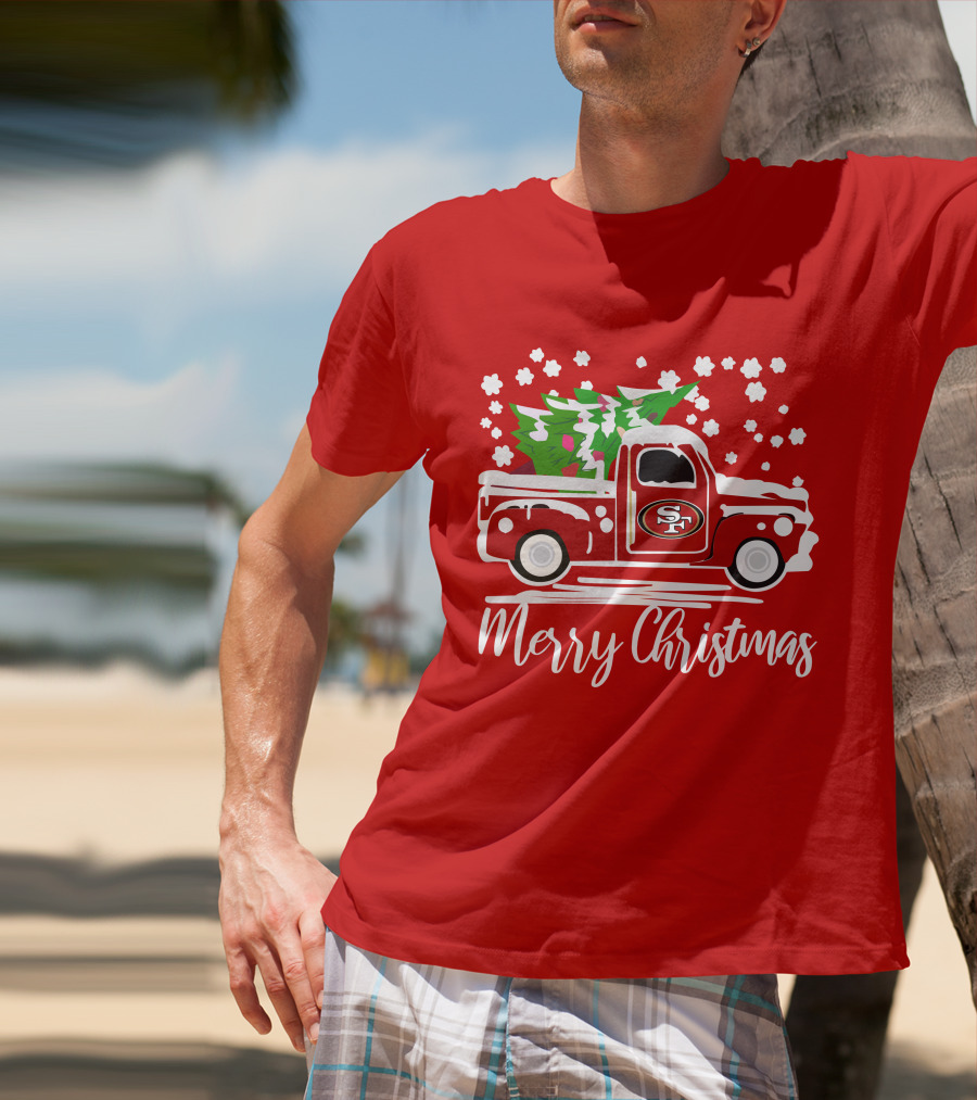 San Francisco 49ers SF Vintage Truck Merry Christmas T-Shirt