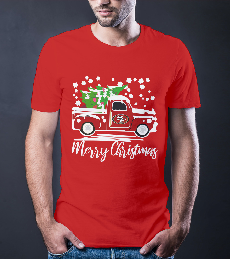 San Francisco 49ers SF Vintage Truck Merry Christmas T-Shirt