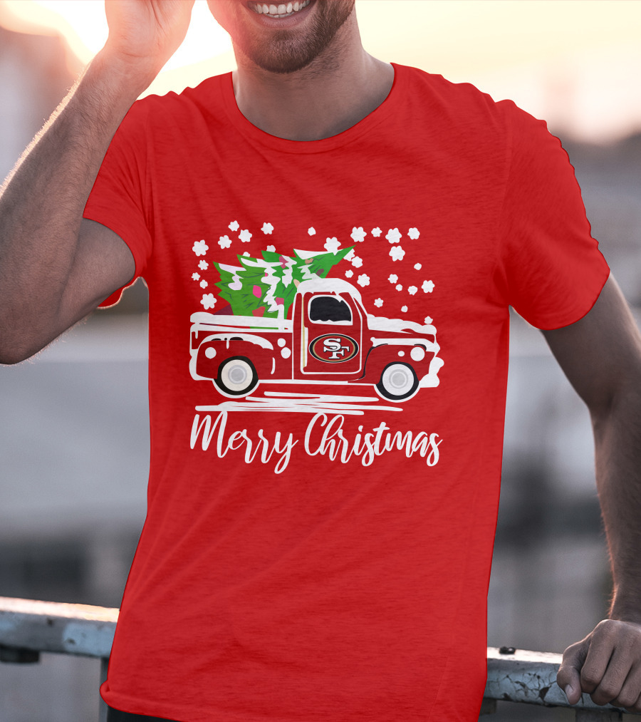 San Francisco 49ers SF Vintage Truck Merry Christmas T-Shirt
