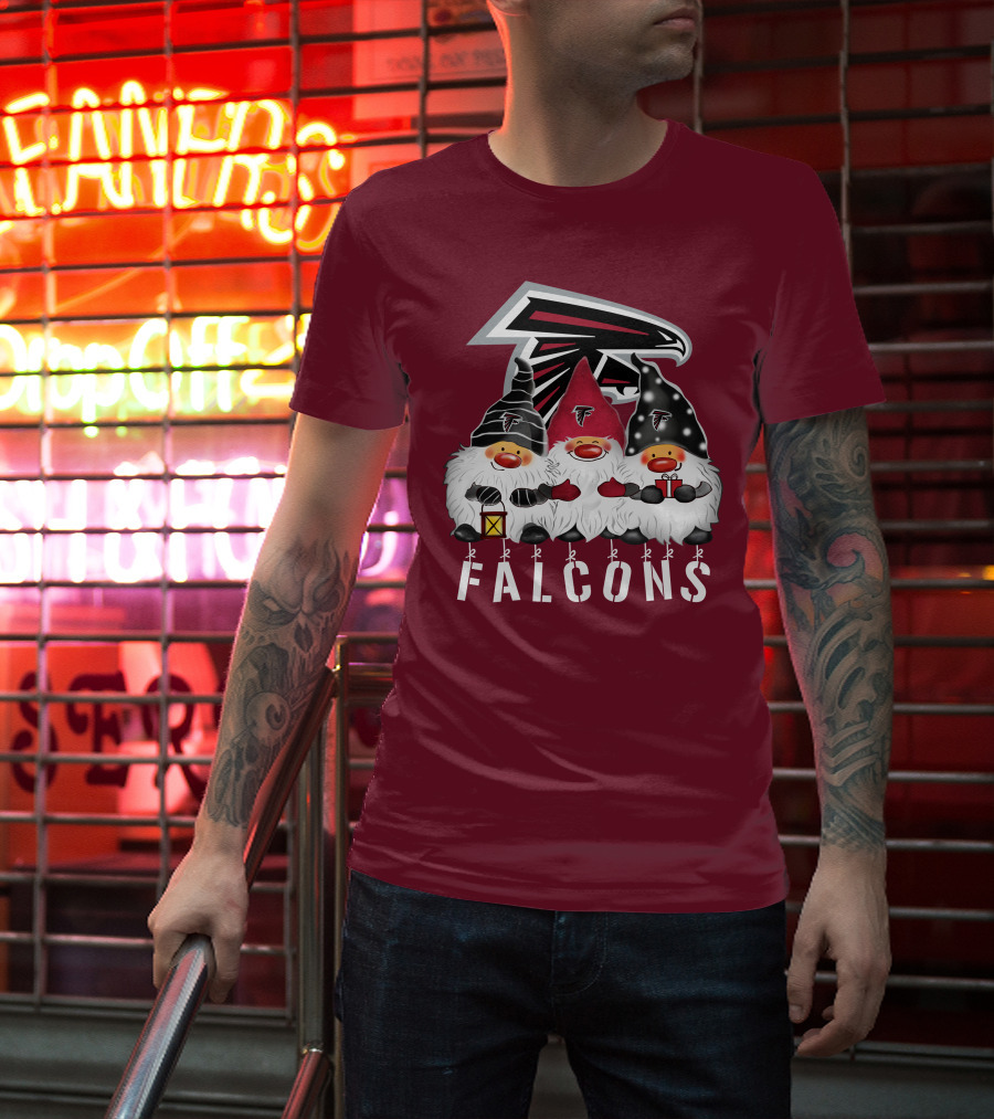 Atlanta Falcons Merry Christmas Happy Holidays Gnomes T-Shirt