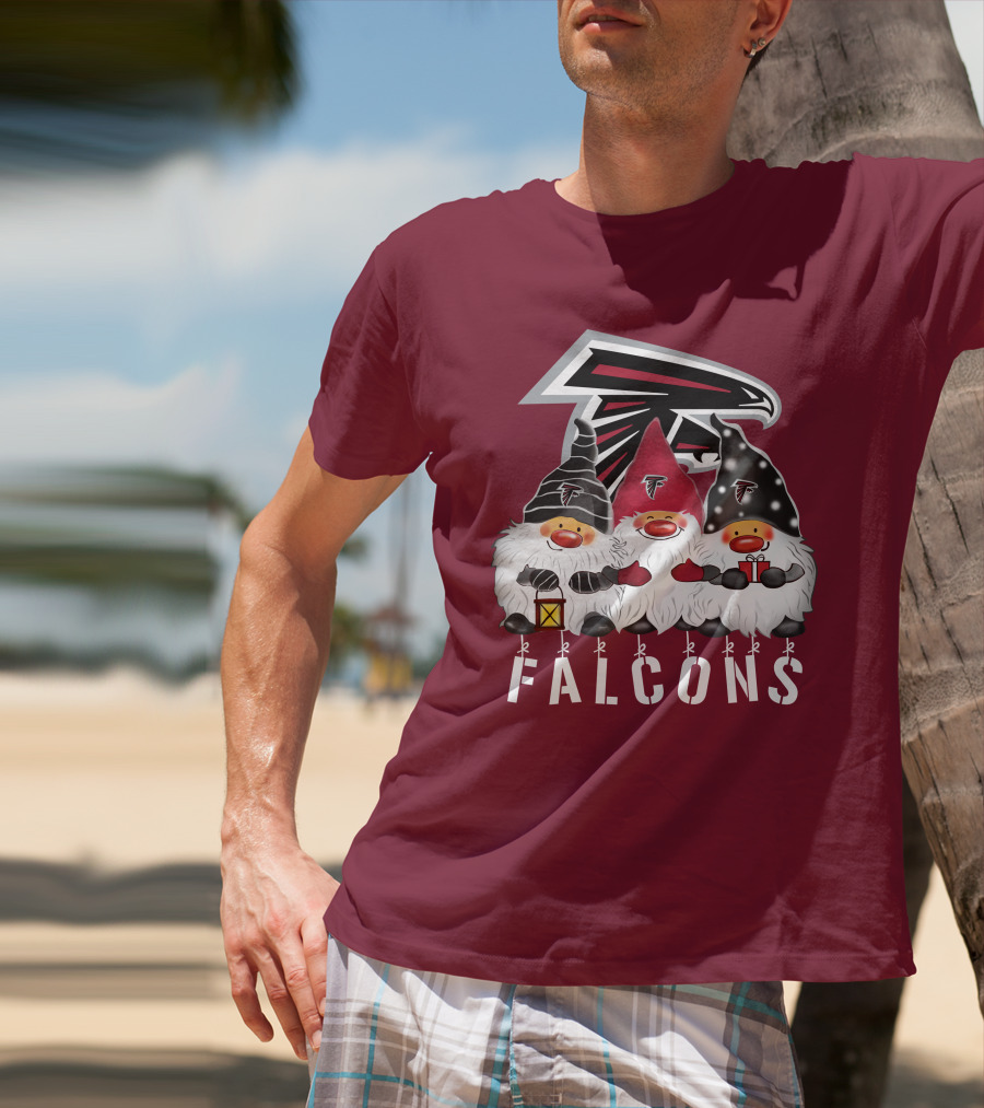 Atlanta Falcons Merry Christmas Happy Holidays Gnomes T-Shirt