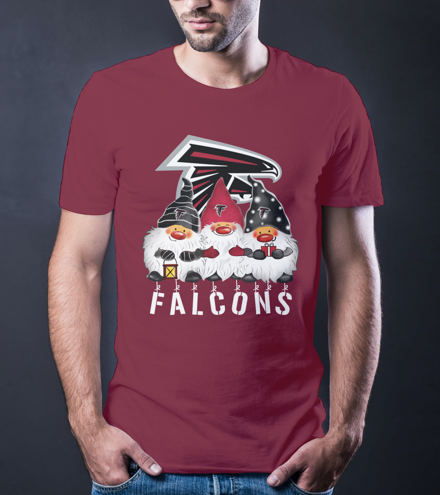 Atlanta Falcons Merry Christmas Happy Holidays Gnomes T-Shirt