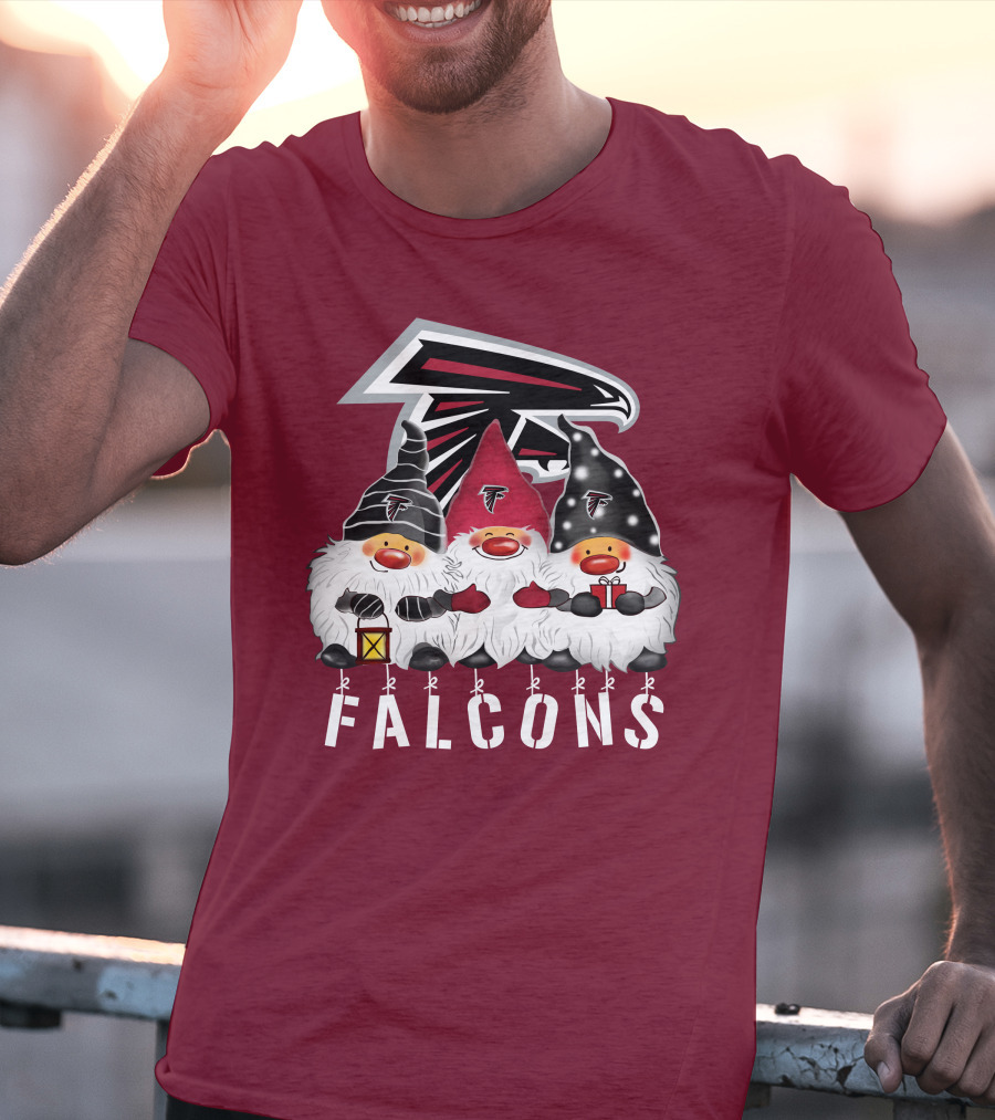 Atlanta Falcons Merry Christmas Happy Holidays Gnomes T-Shirt