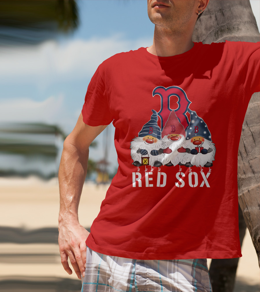 Boston Red Sox Merry Christmas Happy Holidays Gnomes T-Shirt