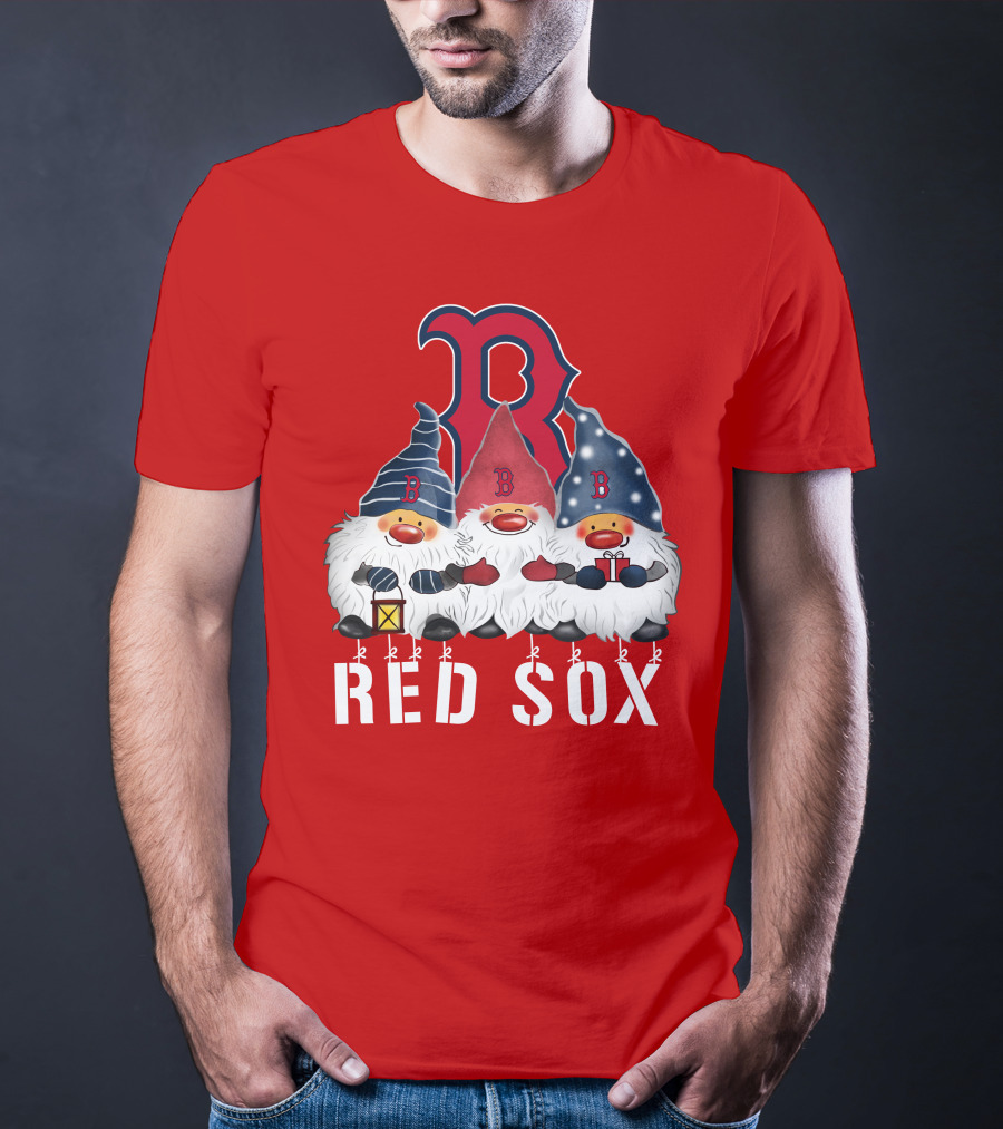 Boston Red Sox Merry Christmas Happy Holidays Gnomes T-Shirt