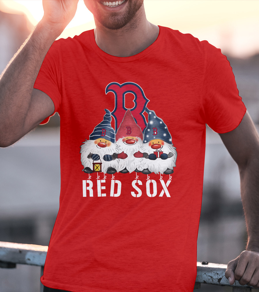 Boston Red Sox Merry Christmas Happy Holidays Gnomes T-Shirt