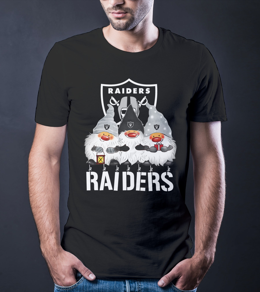 Las Vegas Raiders Merry Christmas Happy Holidays Raiders Gnomes T-Shirt
