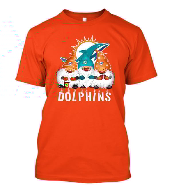 Miami Dolphins Merry Christmas Happy Holidays Gnomes T-Shirt