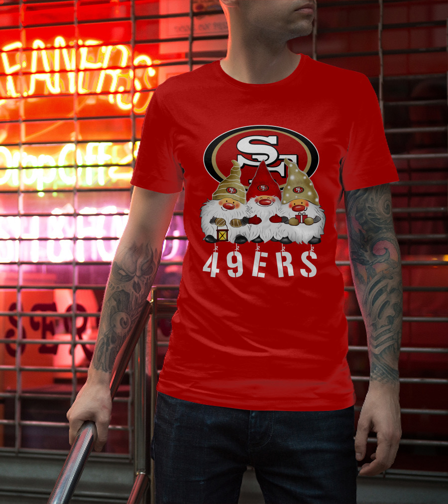 San Francisco 49ers Merry Christmas Happy Holidays Gnomes 49ers T-Shirt