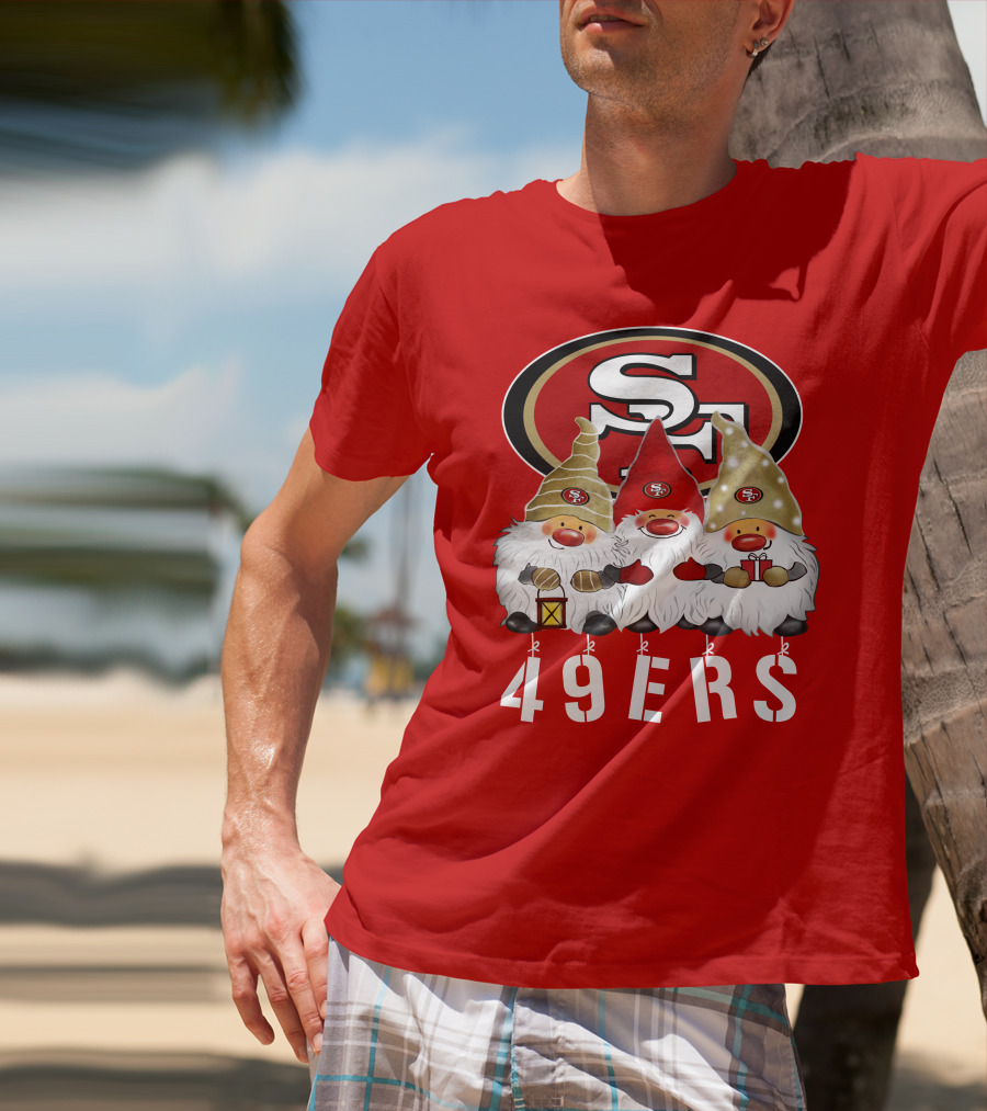 San Francisco 49ers Merry Christmas Happy Holidays Gnomes 49ers T-Shirt