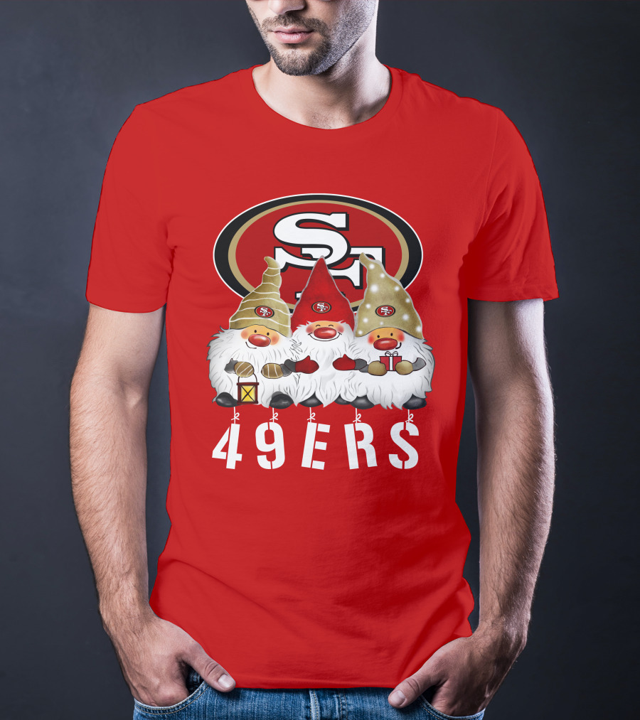 San Francisco 49ers Merry Christmas Happy Holidays Gnomes 49ers T-Shirt