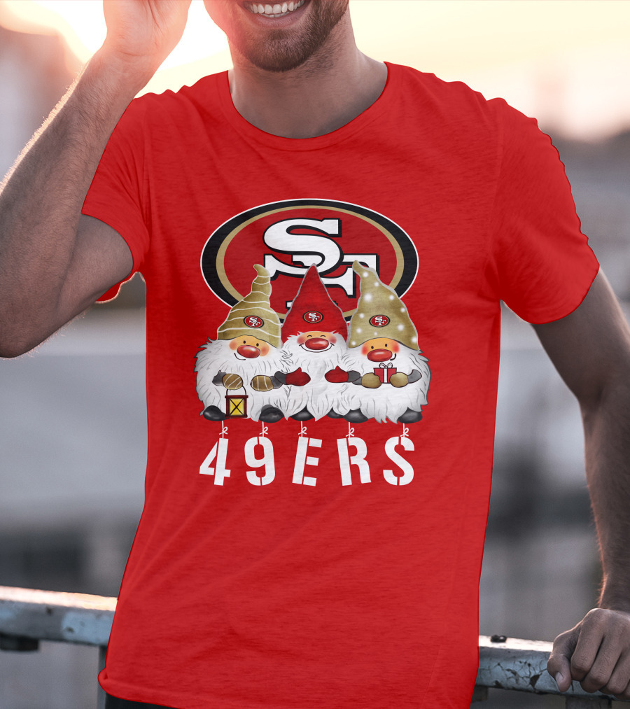 San Francisco 49ers Merry Christmas Happy Holidays Gnomes 49ers T-Shirt