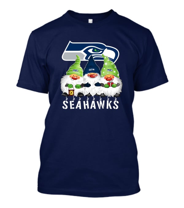 Seattle Seahawks Merry Christmas Happy Holidays Gnomes T-Shirt
