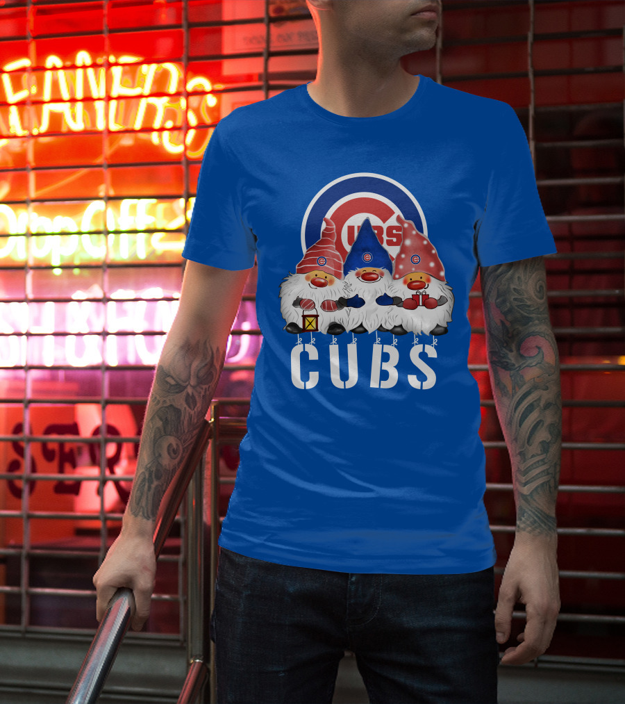 Chicago Cubs Merry Christmas Happy Holidays Festive Gnomes T-Shirt
