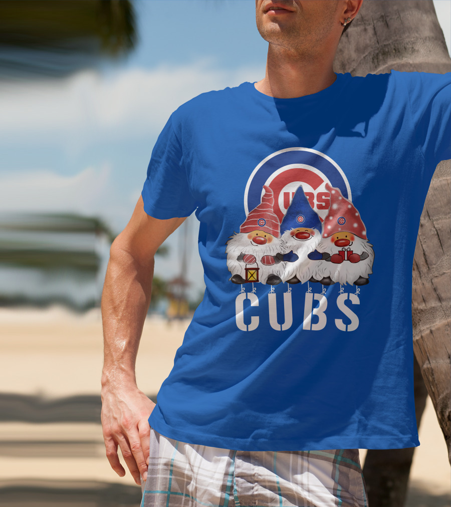 Chicago Cubs Merry Christmas Happy Holidays Festive Gnomes T-Shirt