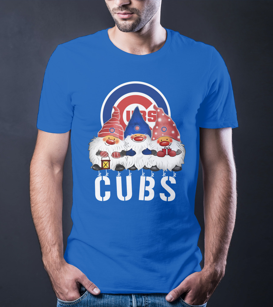 Chicago Cubs Merry Christmas Happy Holidays Festive Gnomes T-Shirt