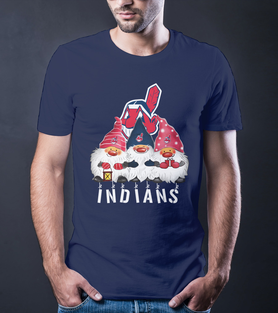 Cleveland Indians Merry Christmas Happy Holidays Gnomes Chief Wahoo T-Shirt