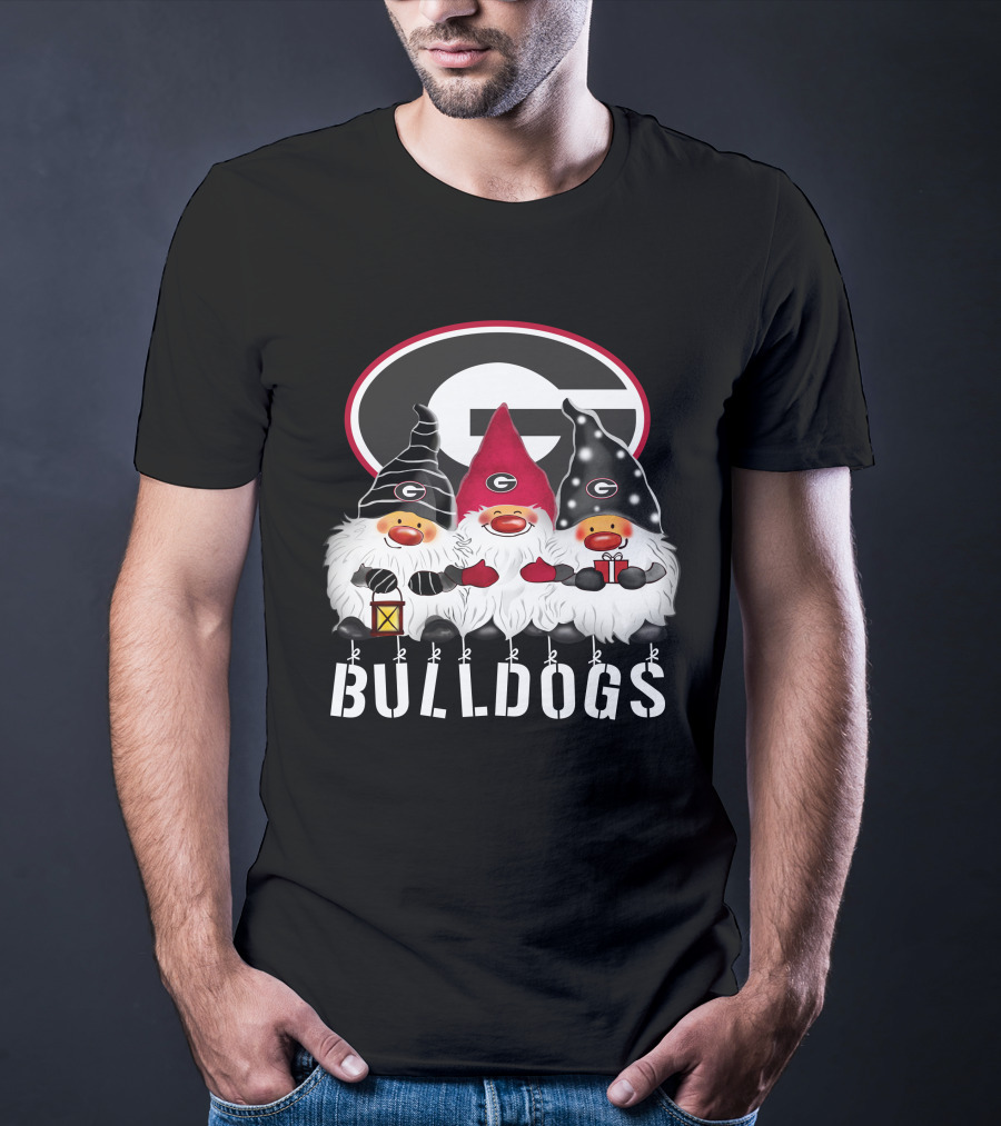 Georgia Bulldogs Merry Christmas Happy Holidays Gnomes T-Shirt