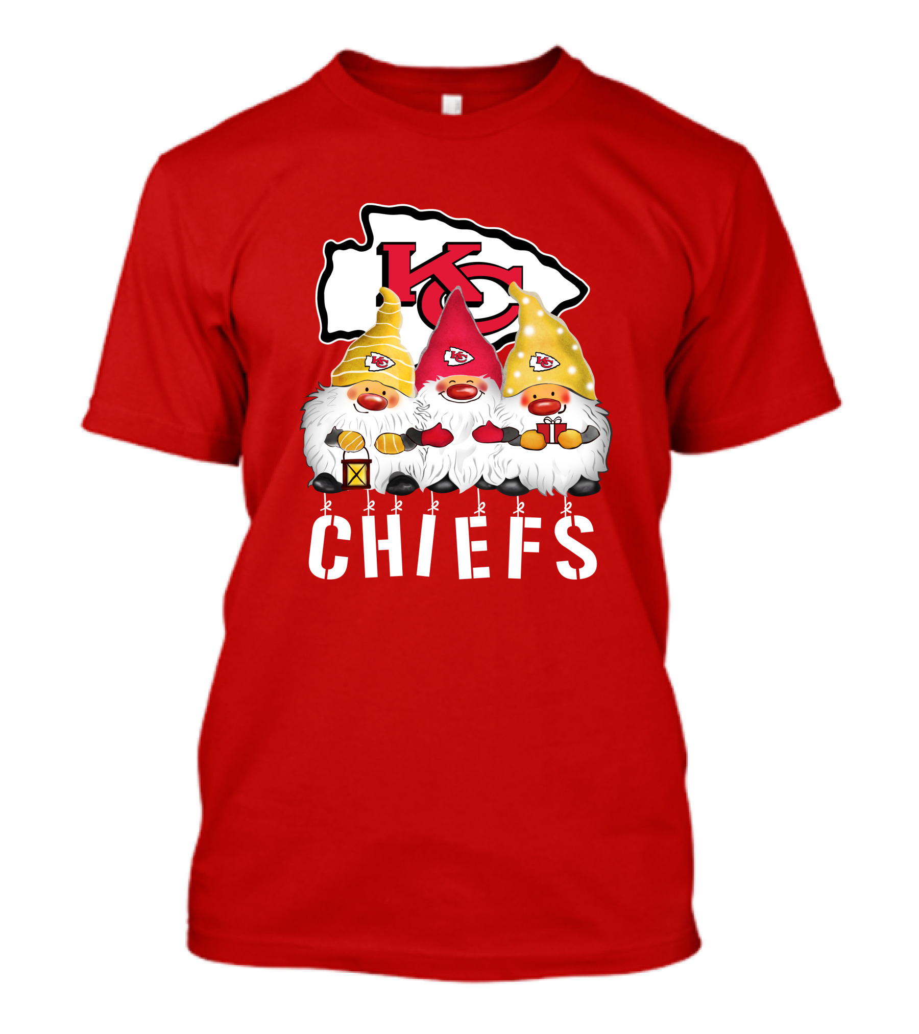 Kansas City Chiefs Merry Christmas Happy Holidays Gnomes T-Shirt
