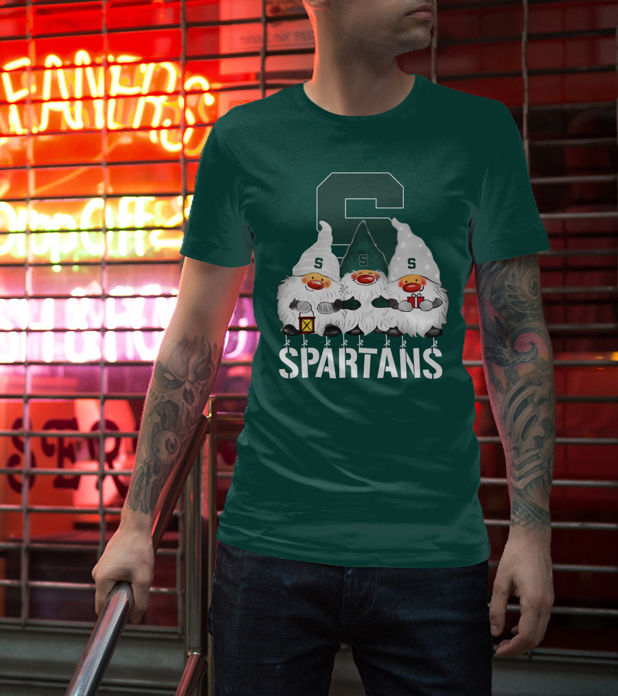 Michigan State Spartans Christmas Gnomes Holiday Celebrations T-Shirt
