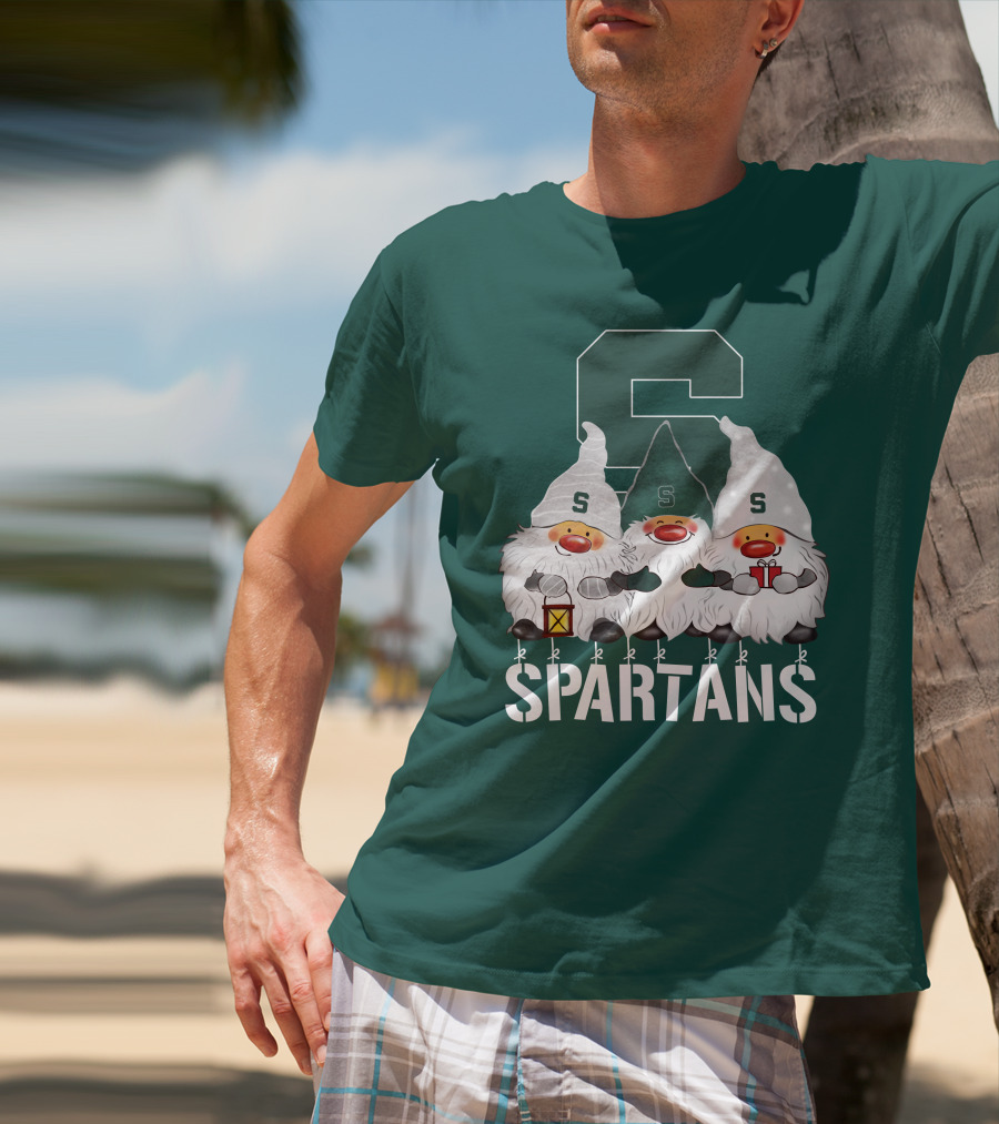 Michigan State Spartans Christmas Gnomes Holiday Celebrations T-Shirt