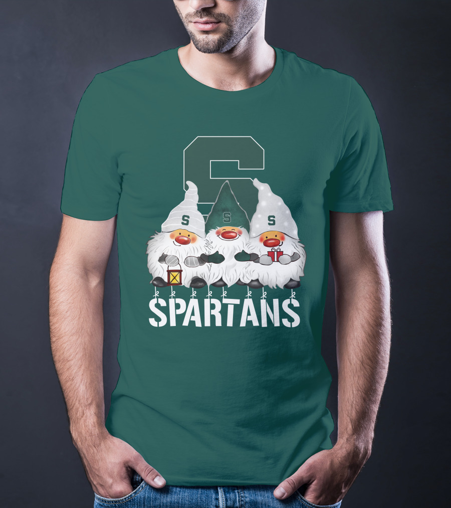 Michigan State Spartans Christmas Gnomes Holiday Celebrations T-Shirt