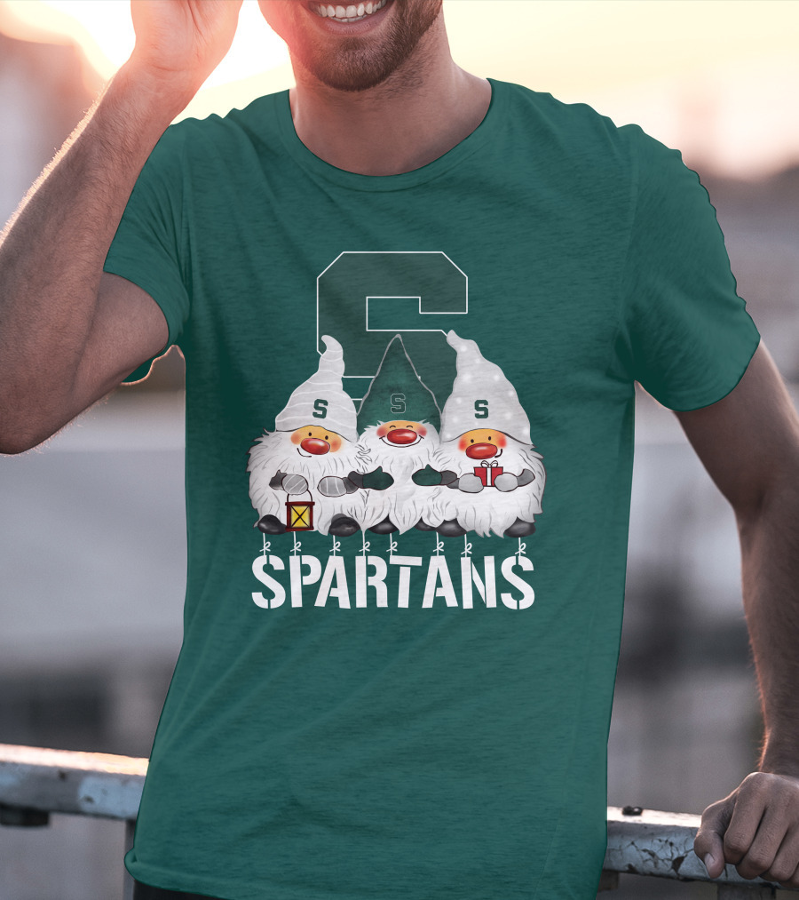 Michigan State Spartans Christmas Gnomes Holiday Celebrations T-Shirt