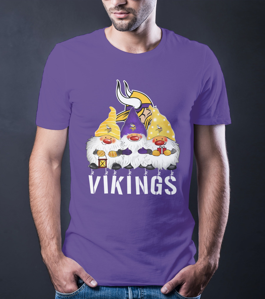 Minnesota Vikings Merry Christmas Happy Holidays Gnomes T-Shirt