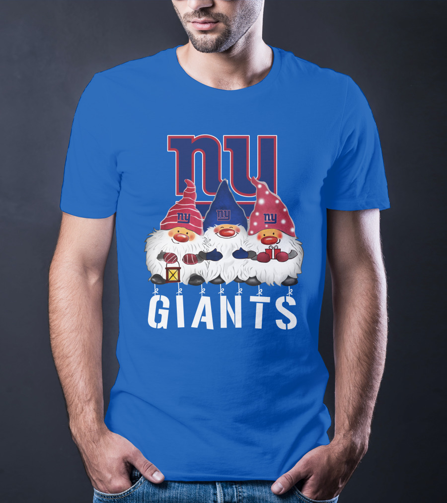 New York Giants Merry Christmas Happy Holidays Gnomes T-Shirt