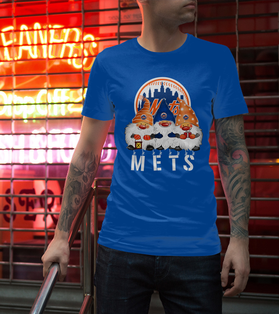 New York Mets Merry Christmas Happy Holidays Gnomes T-Shirt