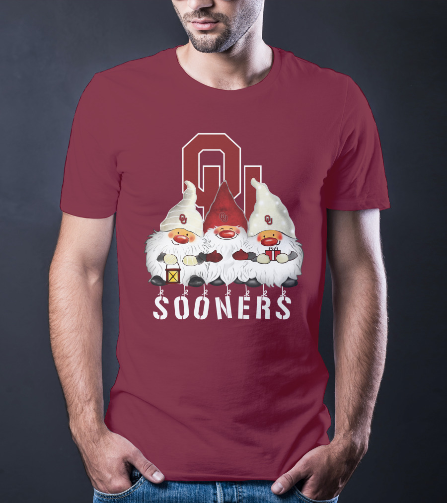 Oklahoma Sooners Christmas Gnomes Happy Holidays T-Shirt
