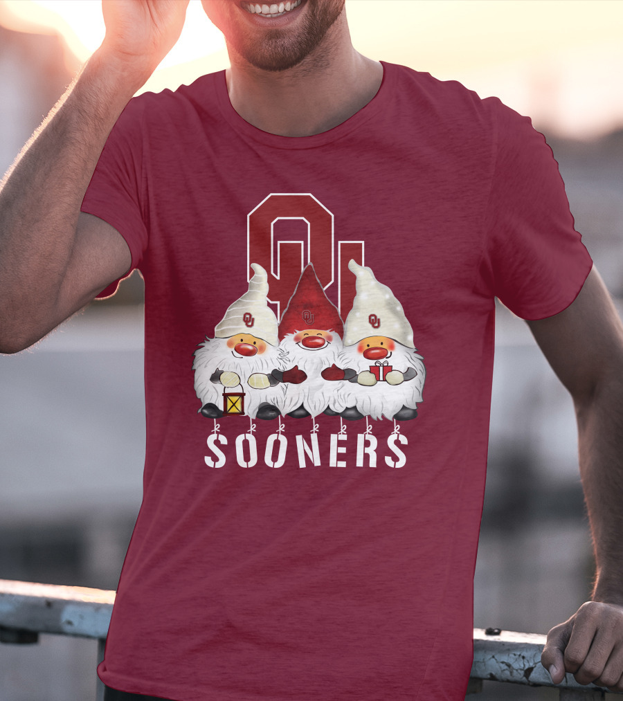 Oklahoma Sooners Christmas Gnomes Happy Holidays T-Shirt