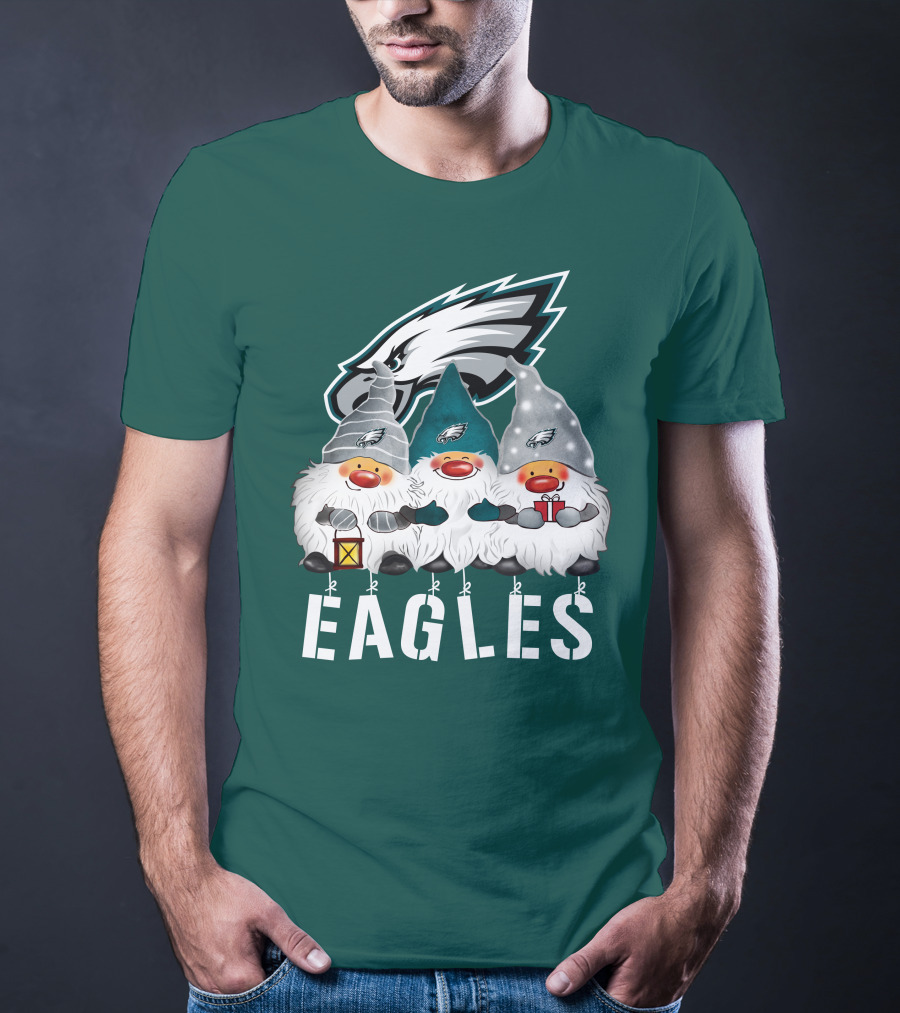 Philadelphia Eagles Christmas Gnomes Happy Holidays T-Shirt