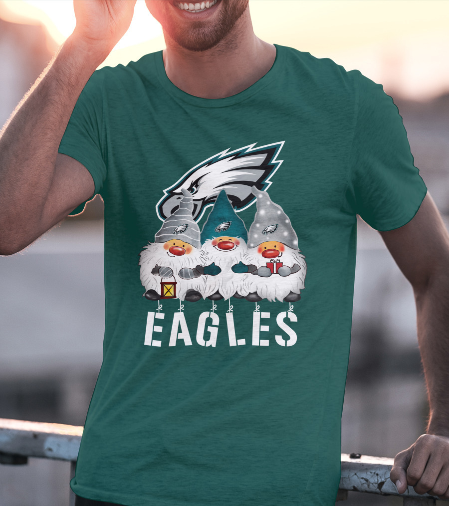 Philadelphia Eagles Christmas Gnomes Happy Holidays T-Shirt