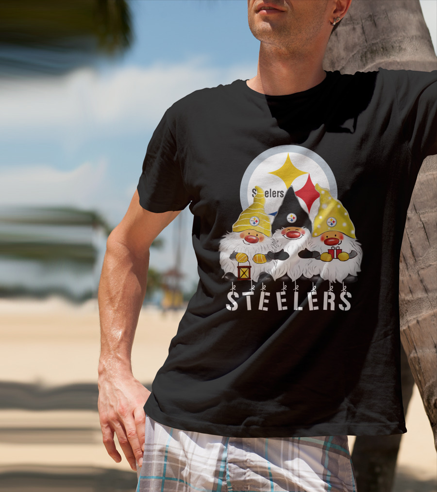Steelers Merry Christmas Happy Holidays Gnomes T-Shirt