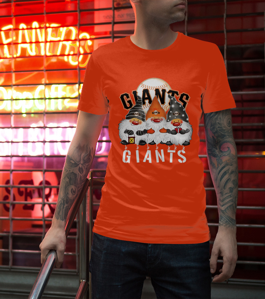 San Francisco Giants Merry Christmas Happy Holidays Giants Gnomes Baseball T-Shirt