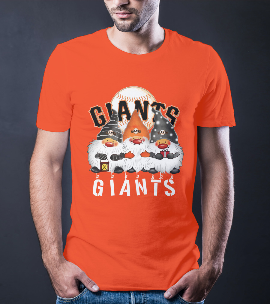 San Francisco Giants Merry Christmas Happy Holidays Giants Gnomes Baseball T-Shirt
