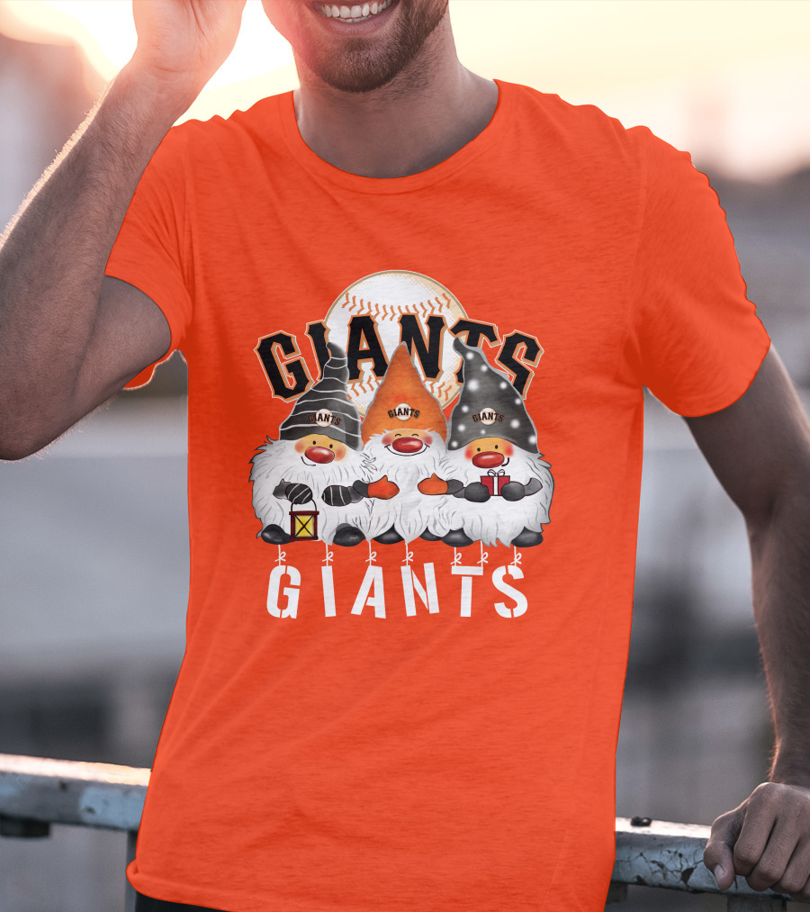 San Francisco Giants Merry Christmas Happy Holidays Giants Gnomes Baseball T-Shirt