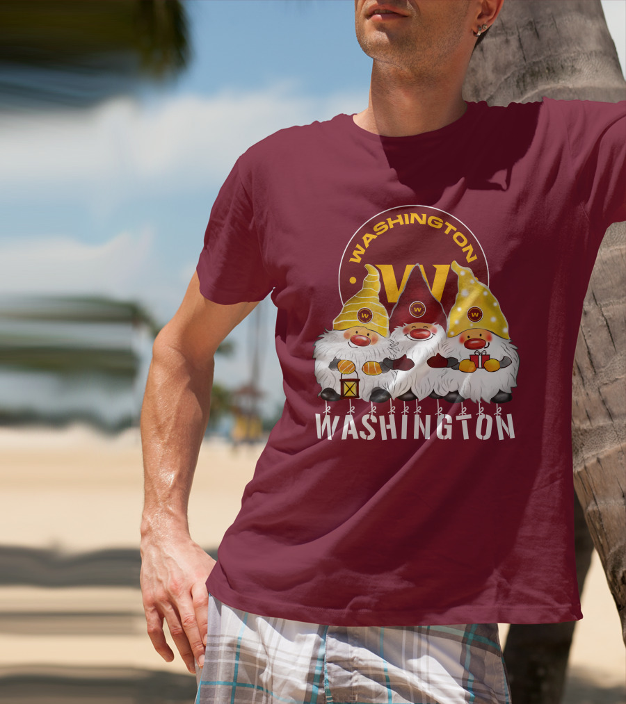 Washington Football Team Christmas Holiday Gnomes W T-Shirt