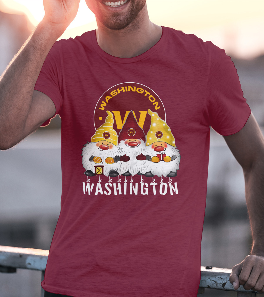 Washington Football Team Christmas Holiday Gnomes W T-Shirt